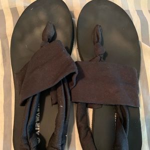 Airwk black cloth cozy sandals- size 8